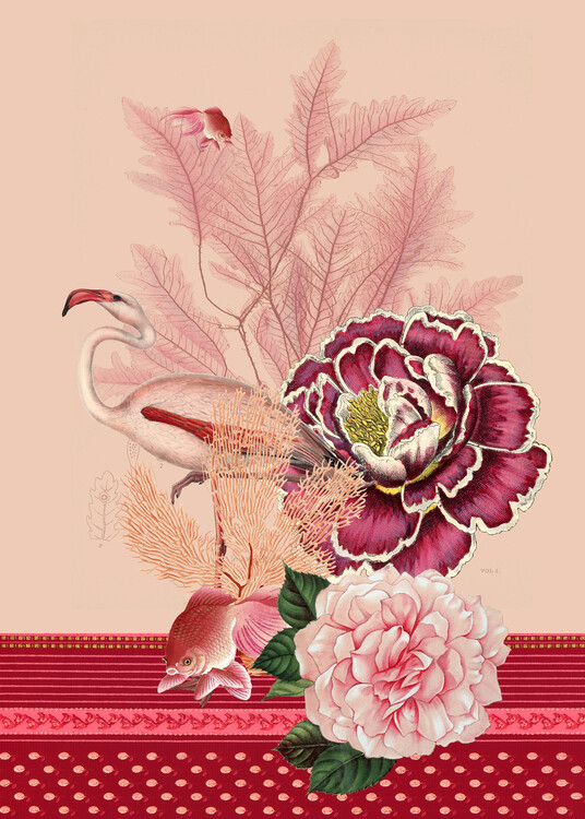 Poster Flower & Flamingo Magenta