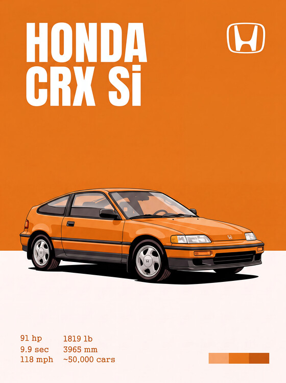Plakat Honda CRX Si Flat-Illustration Automotive Art