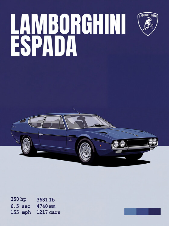 Plakat Lamborghini Espada Flat - Illustration Automotive Art