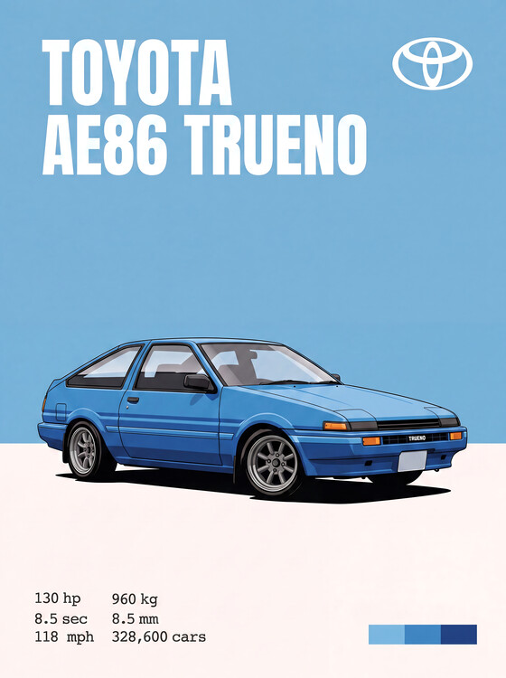 Plakat Toyota AE86 Trueno Flat-Illustration Automotive Art