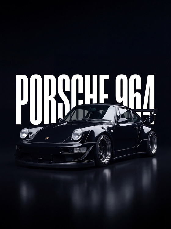 Poster Porsche 964 Turbo — All-Black Studio Poster