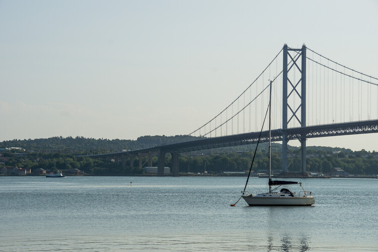 Poster Scotland boat near Forth Bridge