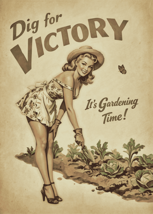 Poster Dig for Victory: Vintage Gardening Pin-Up