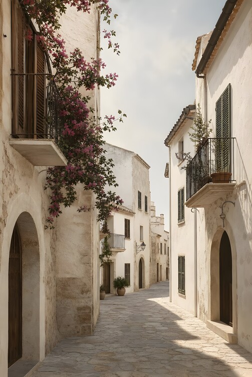 Плакат Soft Facades | Neutral Mediterranean Architecture Wall Art