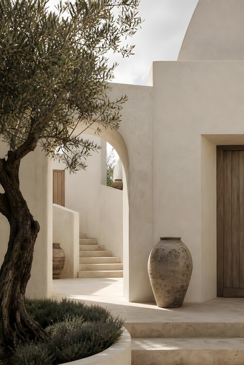 Плакат Limestone Staircase | Mediterranean Architecture Print