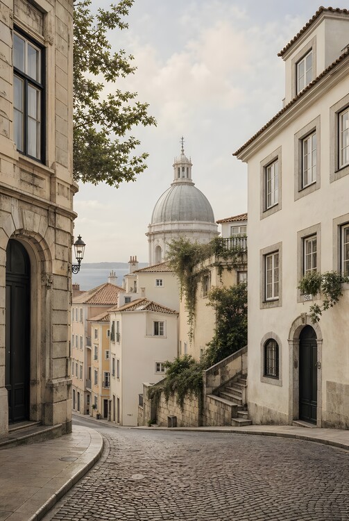 Плакат Morning Descent | Mediterranean Cityscape Wall Art