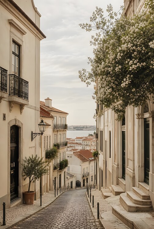 Poster Sunlit Lane | Mediterranean Street Wall Art