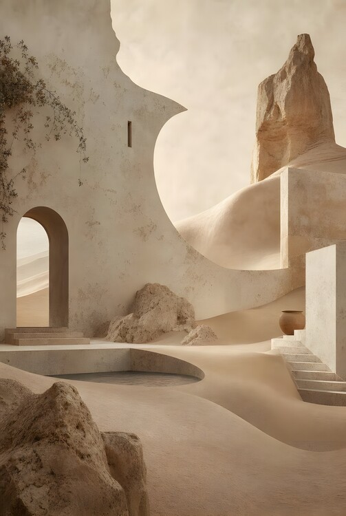 Poster Sun & Stone | Minimalist Desert Wall Art