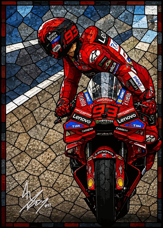Plagát Rider Trending in Stained Glass Poster