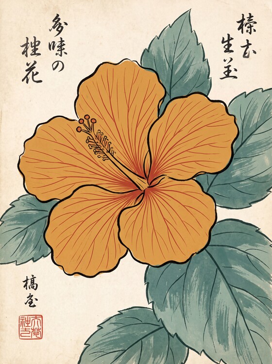 Плакат The Golden Hibiscus in Radiant Bloom