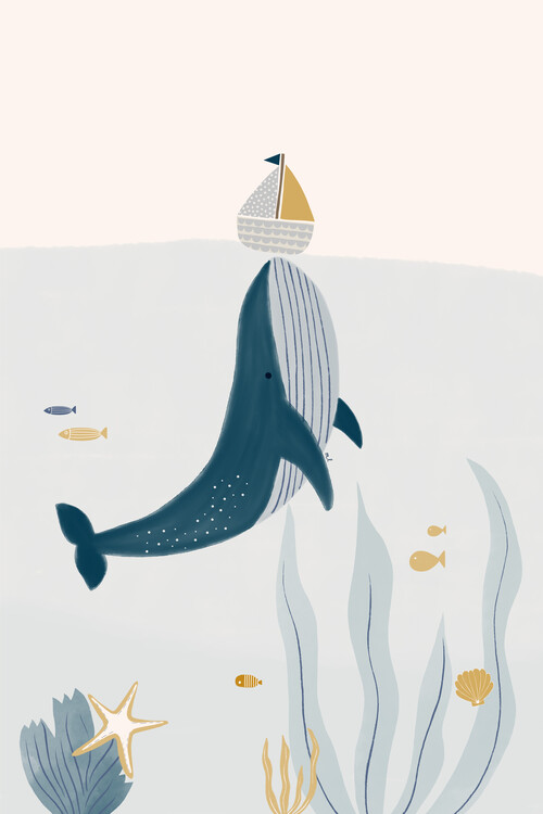 Poster Menina Lisboa - Whale and Sailing Boat