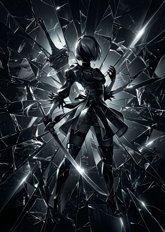 Canvas Print NieR: Automata - 2B Shattered Glass