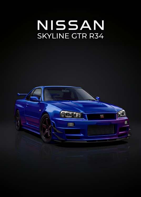 Плакат Nissan Skyline GT-R R34 - JDM Legend