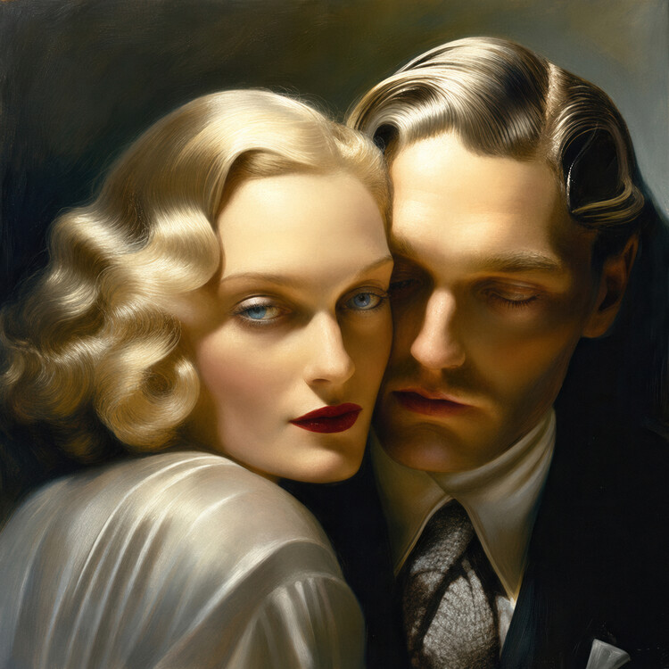 Poster Love in the Shadows inspired by Tamara De Lempicka