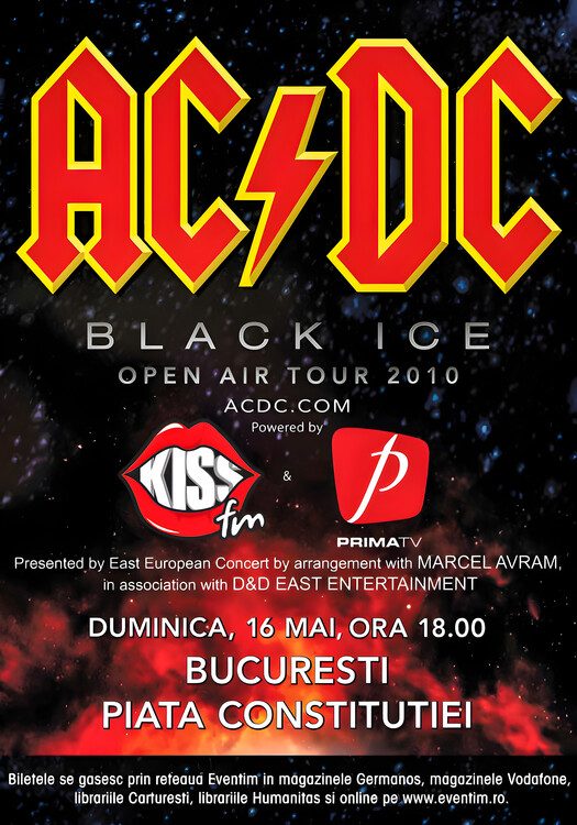 Плакат AC-DC – Black Ice Open Air Tour 2010, Bucharest
