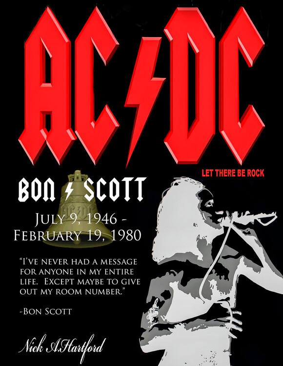 Плакат AC-DC – Bon Scott Tribute, Let There Be Rock