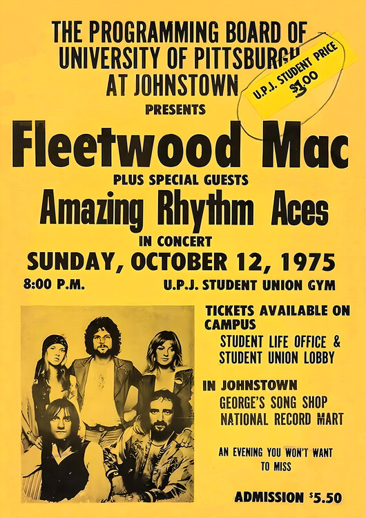 Плакат Fleetwood Mac – University of Pittsburgh 1975