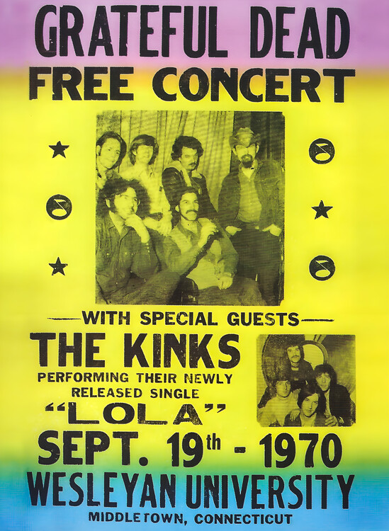 Плакат Grateful Dead – Free Concert, Wesleyan University 1970
