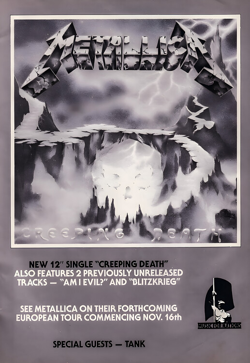 Плакат Metallica – Creeping Death, European Tour 1984