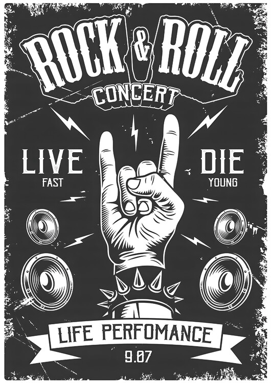 Plagát Rock & Roll Concert – Live or Die