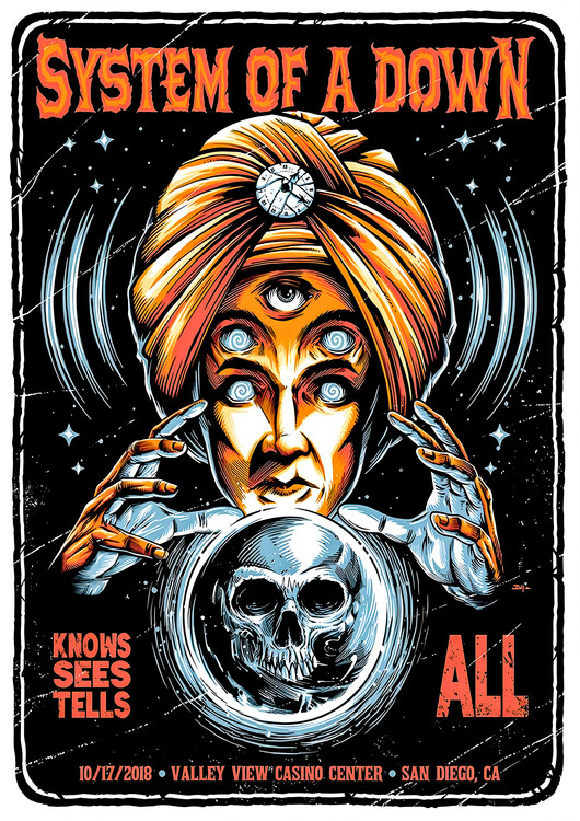 Плакат System of a Down – Mystic Skull Artwork