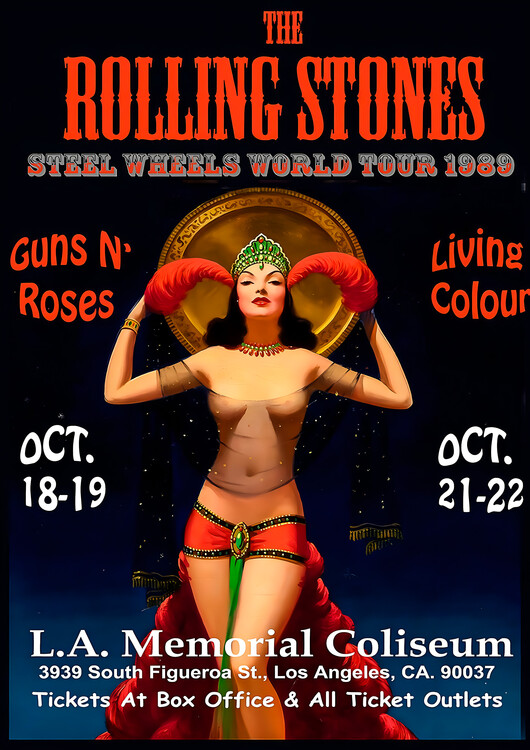 Плакат The Rolling Stones, Guns N’ Roses & Living Colour – L.A. 1989