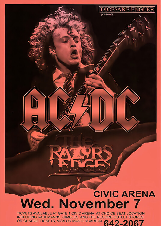 Плакат AC-DC – The Razors Edge Tour, Civic Arena