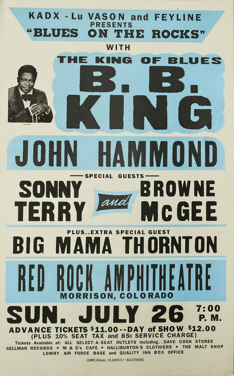 Poster B.B. King, John Hammond, Sonny Terry & Brownie McGhee – Red Rocks