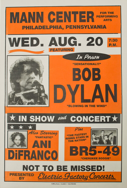 Poster Bob Dylan & Ani DiFranco – Mann Center, Philadelphia