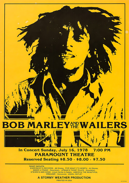 Poster Bob Marley & The Wailers – Paramount Theatre, Seattle 1978