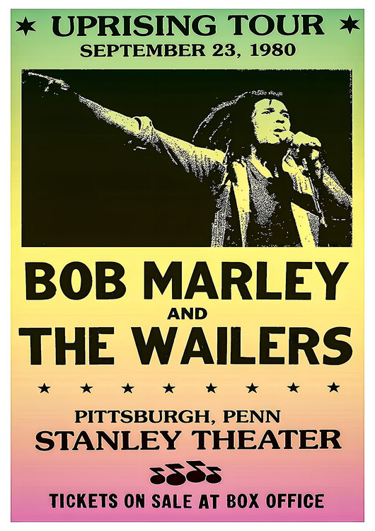 Poster Bob Marley and The Wailers – Uprising Tour, Pittsburgh 1980