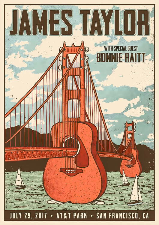 Плакат James Taylor & Bonnie Raitt – AT&T Park, San Francisco 2017