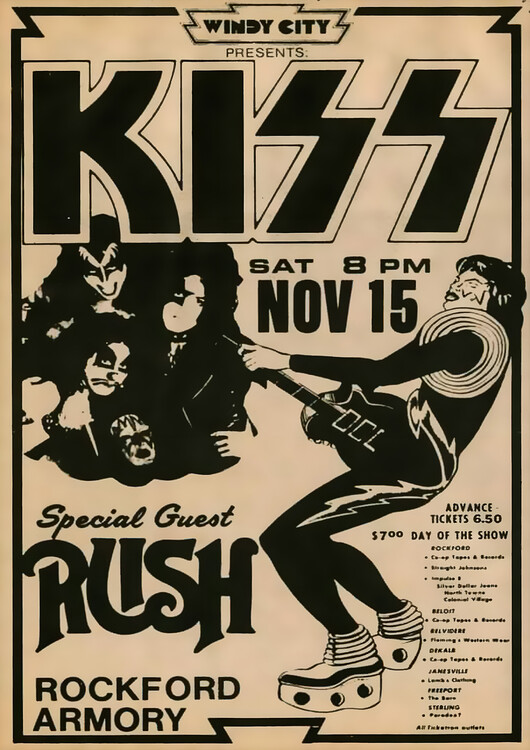 Плакат KISS & Rush – Rockford Armory