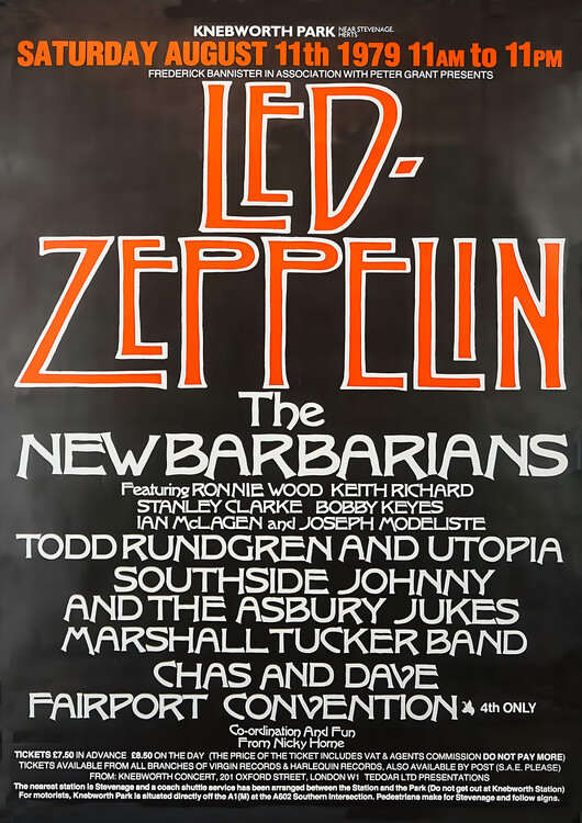 Плакат Led Zeppelin – Knebworth 1979