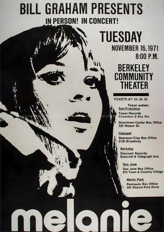 Плакат Melanie – Berkeley Community Theatre 1971