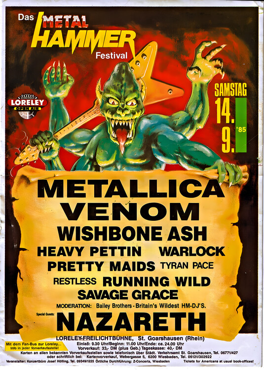 Плакат Metal Hammer Festival – Metallica, Venom & Nazareth
