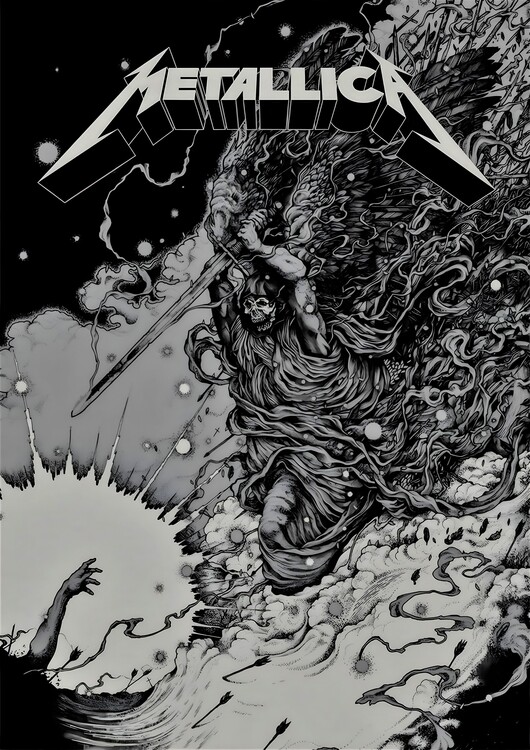 Плакат Metallica – Black-and-White Skull Artwork