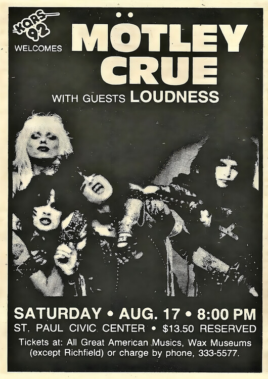 Плакат Mötley Crüe & Loudness – St. Paul Civic Center 1985