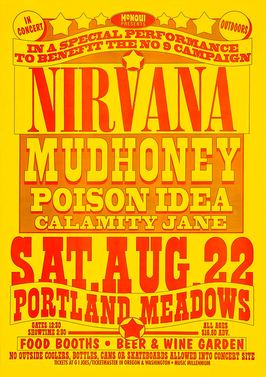 Плакат Nirvana, Mudhoney, Poison Idea & Calamity Jane – Portland Meadows