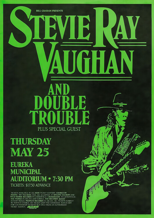 Плакат Stevie Ray Vaughan and Double Trouble – Eureka Municipal Auditorium