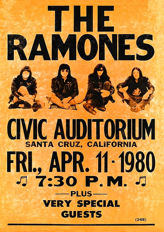 Плакат The Ramones – Civic Auditorium, Santa Cruz 1980