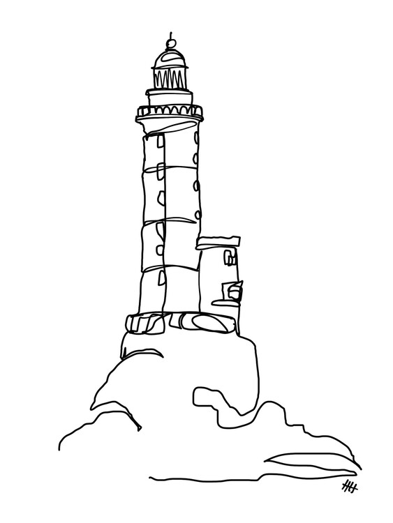 Plakat Coastal Lighthouse Line Art
