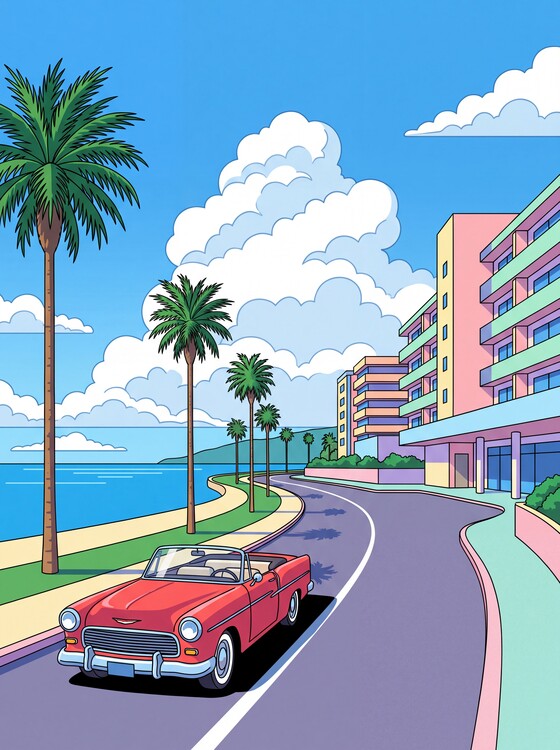 Poster Ocean Drive, Summer Noon