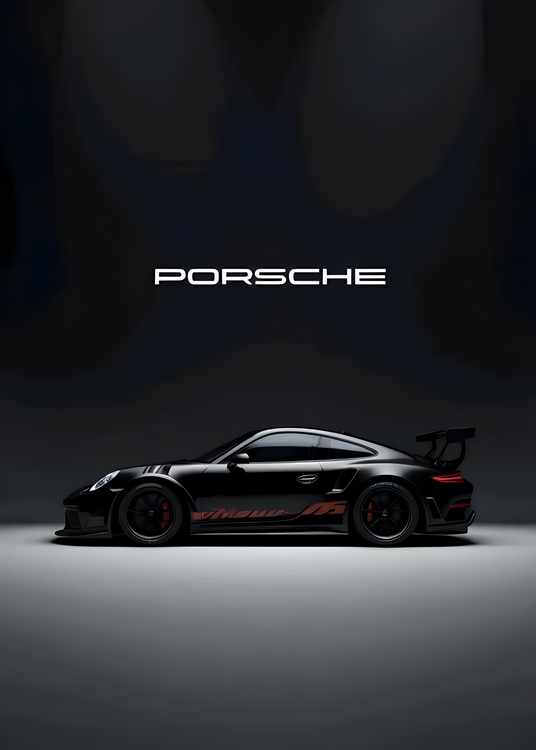 Poster Porsche 911 GT3 RS - Stealth Black Minimalist