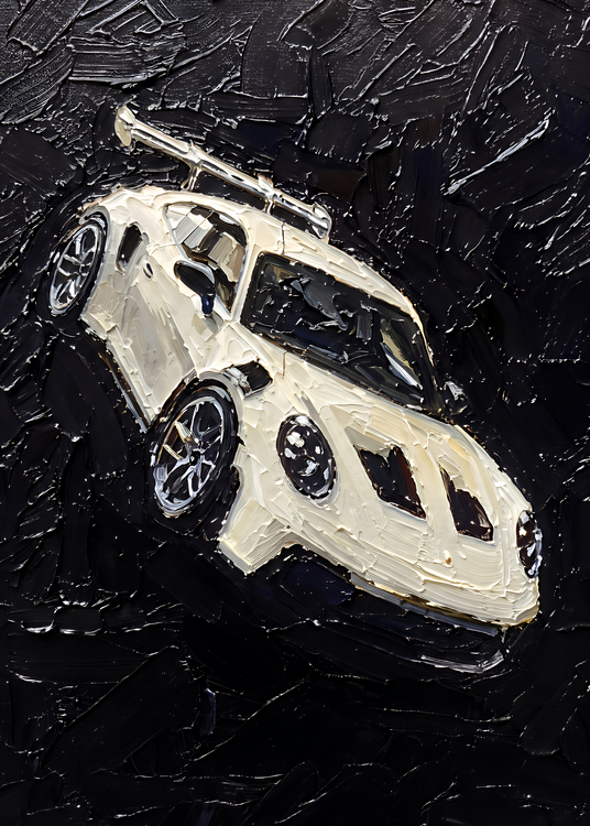 Poster Porsche 911 GT3 RS - Textured Impasto Oil Art