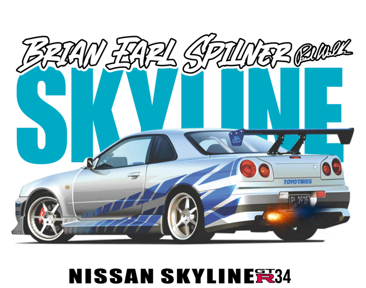 Tričko Nissan Skyline R34 – Blue Street Legend
