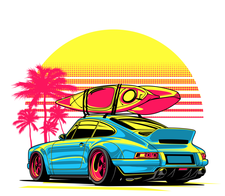 Tričko Porsche 911 – Retro Sunset