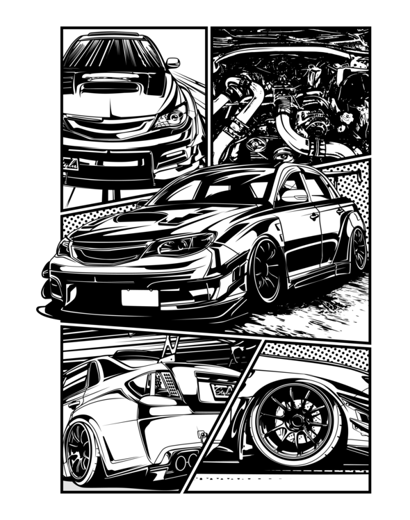 Tričko Subaru WRX STI – Monochrome Racing