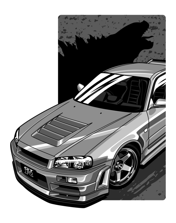 Футболка Nissan Skyline GT-R R34 – Godzilla