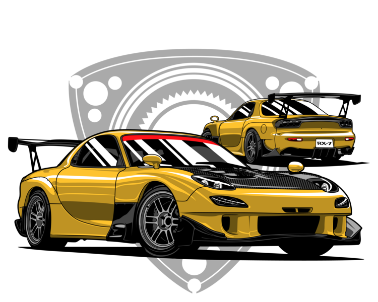 Футболка Mazda RX-7 FD – Yellow Rotary